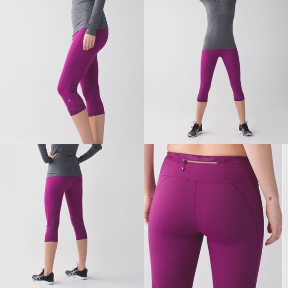 lululemon athletica Pants - Lululemon Run For Days Camo Crop Leggings Plum 2